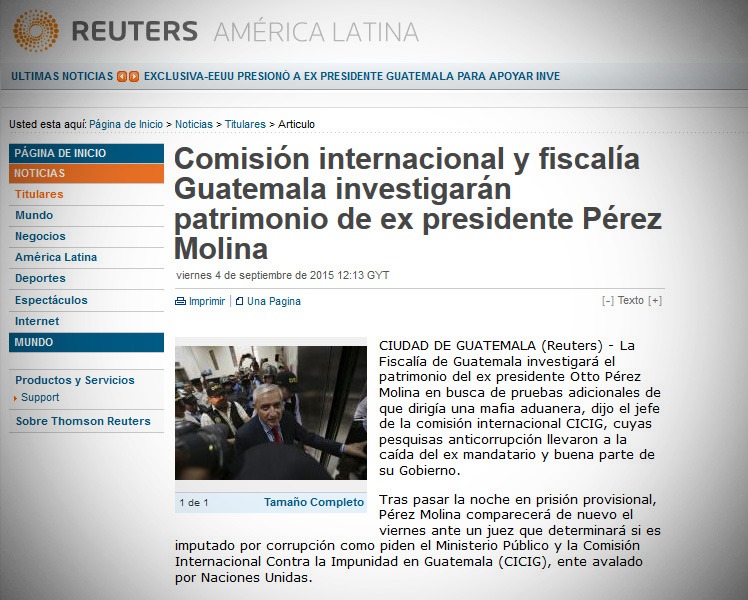 La agencia de noticias Reuters entrevista al Comisionado