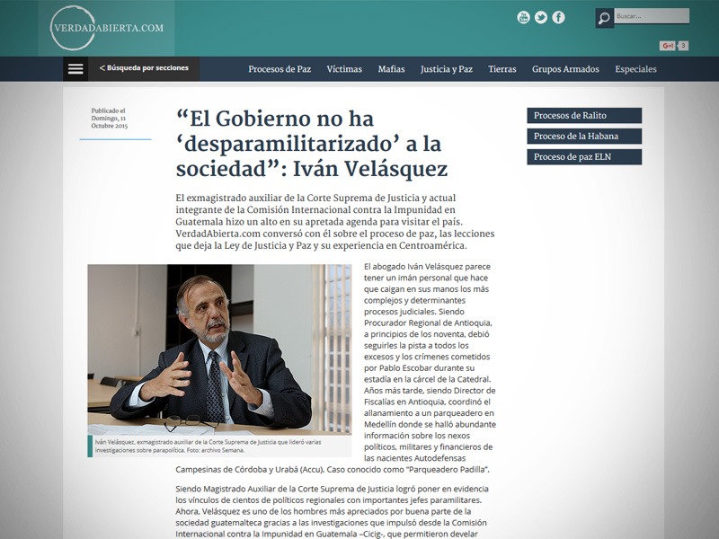 Organización Verdad Abierta de Colombia entrevista al Comisionado