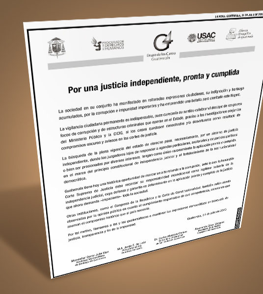 G-4 manifiesta apoyo a la labor del Ministerio Público y de la CICIG