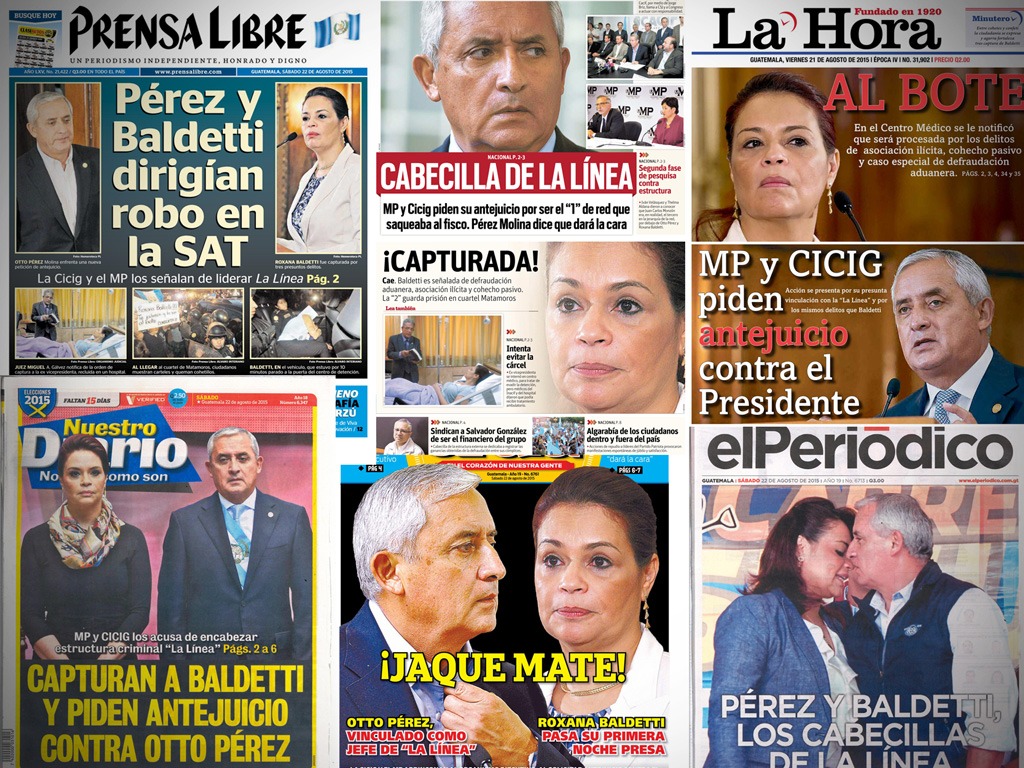 Medios resaltan captura de ex vicepresidenta Baldetti y antejuicio contra presidente Pérez Molina.