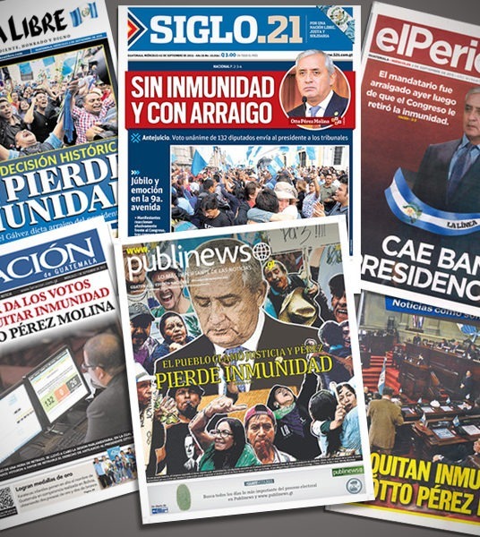 Prensa resalta retiro de inmunidad del presidente Otto Pérez