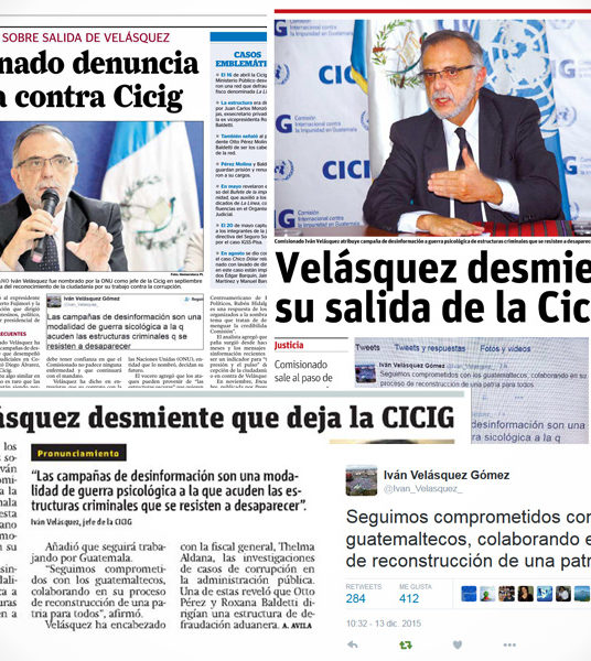Medios de comunicación dan a conocer la aclaración del Comisionado Velásquez sobre los falsos rumores de su salida