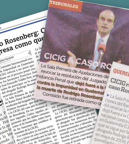 Confirman participación de la CICIG en el caso Rosenberg