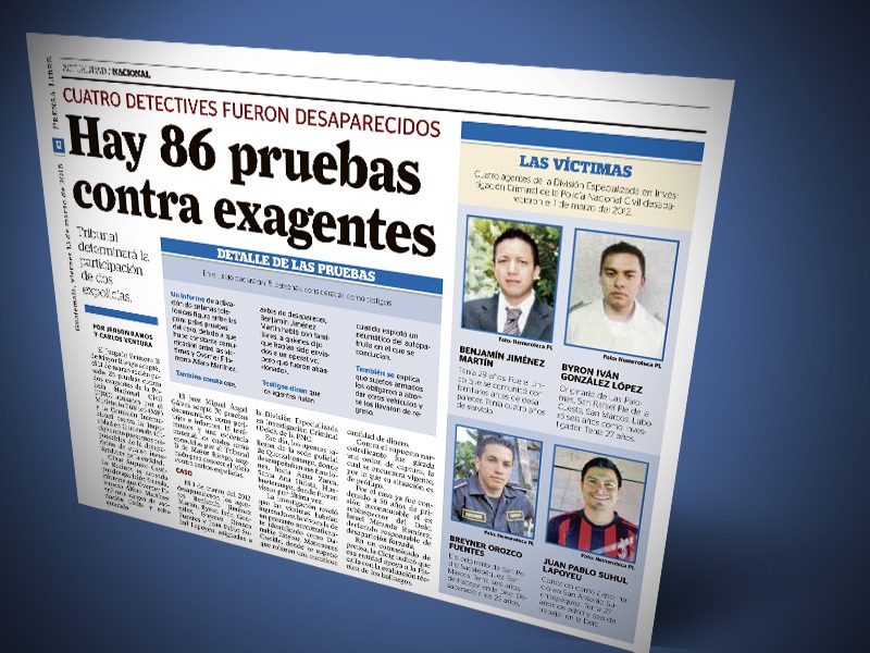 Prensa reporta sobre pruebas en contra de dos ex policías en caso de desaparición forzada