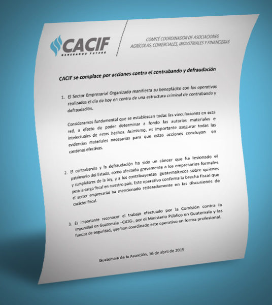 Pronunciamiento del CACIF por capturas de red criminal