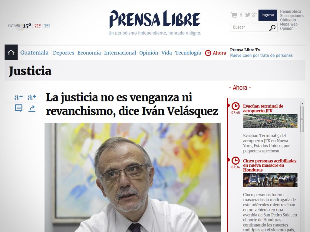 Comisionado Iván Velásquez conversa con Prensa Libre