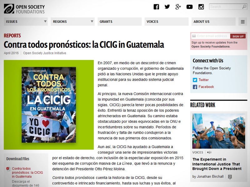 Informe sobre el impacto de la CICIG en Guatemala