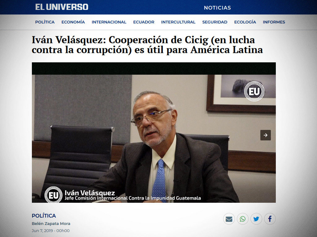 Diario El Universo entrevista al Comisionado Velásquez